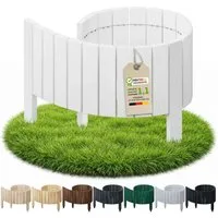 Floranica Palisade Flexible Beeteinfassung Rollborder Beetumrandung Rasenkante Holzzaun, LxH: 100x10 cm, Weiß, Rasenbegrenzung Dekozaun Umzäunung von Blumenbeeten Kräutergarten Wege