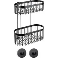 WENKO Badregal Classic Plus, Wandregal, befestigen ohne Bohren, Vacuum-Loc®, aus Stahl, schwarz