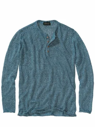 Mey & Edlich Herren Stadtbrise-Henley Blau 100 % Leinen