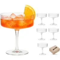 DAL CERO Martiniglas Cocktailglas – Elegantes geripptes Glas für Cocktails & Desserts, 6-tlg., 1-12er Set in 2 Größen