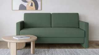 BRUNO Schlafsofa 140cm in Grün | Schmal | stabiles Massivholz & Boxspringkomfort