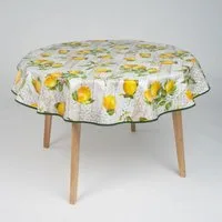 laro Tischdecke 140cm runde Wachstuchtischdecke mit Saum-Eingefasst Lemonix Zitrone