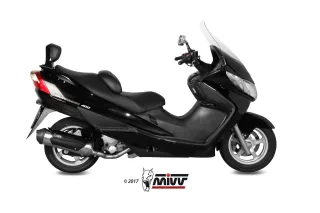 Sportauspuff Komplettanlage MIVV Urban Edelstahl für SUZUKI AN 400 Burgman Bj. 03-06 Typ: BW11 +ABE