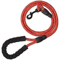 relaxdays Hundeleine Gepolsterte Hundeleine rot 150 cm, Nylon