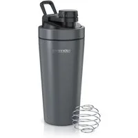 Arendo Protein Shaker Edelstahl Eiweißshaker 750 ml, verschließbar, bruchfest, BPA-frei, Edelstahl, auslaufsicher, spülmaschinengeeignet, mit Tragegriff und Mixball