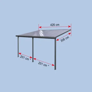 Terrassendachbausatz | Breite 4,26 m | Länge 3,06 m
