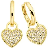 Aniston JEWELRY & WATCHES Paar Creolen Schmuck Geschenk Silber 925 Creole mit Herzeinhänger abnehmbar, mit Zirkonia (synth)