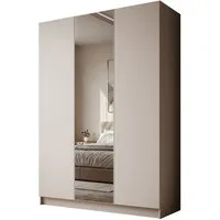 Lookway Kleiderschrank AUREL 3D KASCHMIR mit Spiegel Drehtürenschrank mit 3 Türen 100x210x57 cm