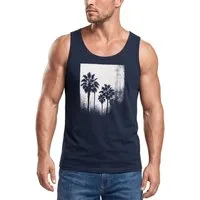 Neverless Tanktop Herren Tank-Top Palmen Fotoprint Vintage Style Frontprint Beach mit Print