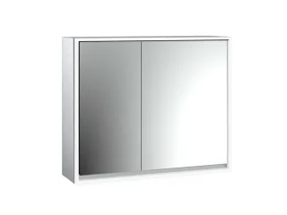 emco LED-Lichtspiegelschrank Loft Aufputz, 800 mm, 2-türig, breite Tür rechts Rückwand verspiegelt 979805108