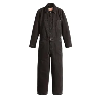 Levis - "Iconic" Jumpsuit für Damen, Mit Kragen, Denim, Weites Bein, Langärmlig (Schwarz)