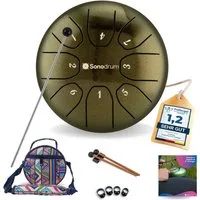 Sonodrum Steel Tongue Drum "Standard", C-Dur, 14 cm, 8 Zungen inkl. Liederbuch und Tragetasche