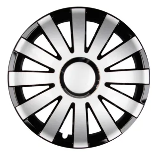 4x PREMIUM Radkappen Modell: Onyx in Schwarz-Silber