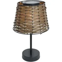 näve Außen-Tischleuchte Solar-Tisch-Leuchte Rattan braun "RADA", LED fest integriert, Warmweiß, Inkl. Dämmerungssensor