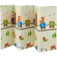 Juskys Puzzlematte Toni, (Zoo & Zug), 180x200 cm, doppelseitiges Muster, weich und platzsparend faltbar