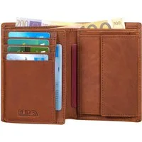 Benthill Geldbörse Herren Ledergeldbörse Geldbeutel RFID Slim Portemonnaie Vintage, RFID-Schutz Kartenfächer Münzfach