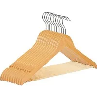 RSR Hangers Kleiderbügel Natur 38 cm Holzbügel Holz 360° Haken, (20-tlg)