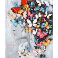 Rötting Design Malen nach Zahlen Diamond Painting Set 5D DIY Motiv Frau mit Schmetterlingen (Komplett-Set), Diamond Painting Vollbild, Lieferung enthält alle Utensilien