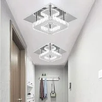 oyajia Deckenleuchte Moderne Kristall LED Deckenlampen, 12W Luxus Mini Kronleuchter, LED fest integriert, Tageslichtweiß, 20x20x10cm Quadrat Deckenleuchte für Wohnzimmer Küche Flur Badezimmer