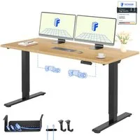 FLEXISPOT Schreibtisch Basic Plus höhenverstellbarer Schreibtisch mit Premium-Zubehör-Set (2 Motore & 2-Fach-Teleskop & 4 Höhenspeichertasten), MIT 19MM Bambus Tischplatte, 140/160/180