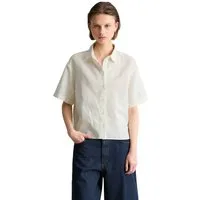 Marc O'Polo DENIM Kurzarmbluse relaxed aus Leinen-Baumwolle-Mix