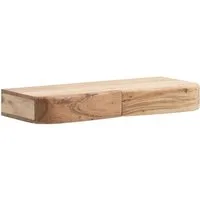 Wohnling Wandregal WL7.386 Schweberegal Akazie Massivholz 60cm Regal Wandboard Schubladen, Massivholz Wandregal mit Schubladen, Praktische Ablage für moderne Wohnräume