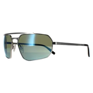 Serengeti Rectangle Herren Glänzend Silber Saturn 555nm Blau Polarisiert Hinkley