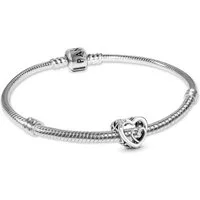 Pandora Charm-Armband Damen-StarterSilber Geschenk-Set Mom Unendliche Herzen