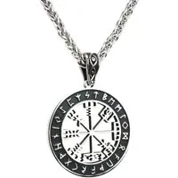 DALMARO Kette mit Anhänger Lederkette Edelstahlkette 316L WIKINGER MEDAILLON, Herren Halskette Biker / Wikinger Kette - Schmuckbox