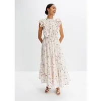 bonprix Maxikleid aus reiner Baumwolle, ausgestellte Passform, ärmellos, mit Volants