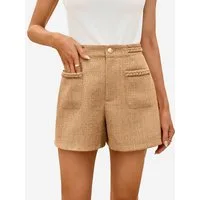 Imily Bela Shorts Damen Tweed Sommershorts mit hohem Bund (Packung, 1-tlg., 1per-Pack) mit Vordertaschen