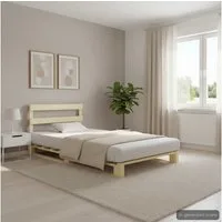 furnicato Bettgestell Paletten-Bettrahmen Naturholz 200 x 90 x 65 cm in Natur (1-tlg), Robustes Bettgestell mit stabilen Lamellen für das Schlafzimmer