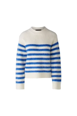 Oui - Pullover Alpakamischung offwhite blue - Gr. - 42