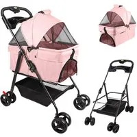 JEOBEST Hundebuggy 2 in1 Hundewagen Hundebox Transporttasche, (1-tlg), Haustierbuggy, Faltbar, Sicherheitsgurt, Aufbewahrungskorb