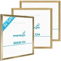 PHOTOLINI Bilderrahmen 3er Set modern mit bruchsicherem Acrylglas, Holz MDF, Fotos & Poster, für 3 Bilder (3er Set), Posterrahmen 30x30 cm quadratisch zum Aufhängen