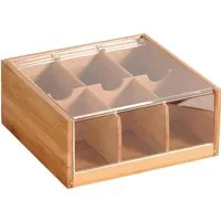 KESPER® Teebox mit Sichtklappe, Bambus, (1-tlg), mit 6er Einteilung
