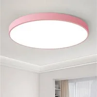 JDONG LED Deckenleuchte 36W Rund Flach Rosa/Grau/Blau Deckenlampe Durchmesser 40cm, 3000LM Kinderzimmerlamp, 3000K Warmweiß Modern Schlicht Lampe Dünn, für Schlafzimmer Flur Küche Wohnzimmer Balkon Keller