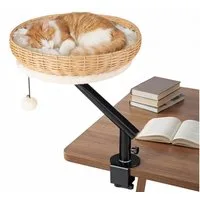 COSTWAY Tierbett, Katzenbett für Schreibtisch, Katzenkorb, 360° drehbar