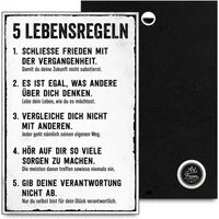 ARTFAVES Holzbild Holzschild mit Spruch - 5 Lebensregeln, Geschenk zum Tehma Motivation / Persönlichkeitsentwicklung