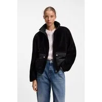 HUGO Fellimitatjacke Fayla mit aufgesetzten Taschen, Relaxed Fit