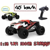 Blij´r RC-Auto Speed´r ferngesteuertes RC Auto 45 km/h, 1:18, 2 Akkus, Monstertruck (Komplettset), Ersatzkarosserie