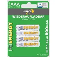 HEITECH AAA Akku Micro 800 mAh 1,2V NiMH 4 Stück Batterie, (4 St)