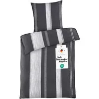 Carpe Sonno Bettwäsche Seersucker 135 x 200 Mikrofaser Sommer Bettwäsche Bügelfrei Leicht, Soft-Seersucker, 2 teilig, Polyester Bettbezug kühlend & OEKO-TEX Silber Schwarz 135x200