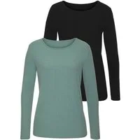 Vivance by Lascana Langarmshirt mit sommerlicher Rippstruktur (2er-Pack) aus weichfließender Qualität mit Viskose
