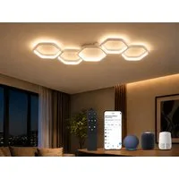BAYHT LED Deckenleuchte Alexa Waben 90cm, LED fest integriert, Warmweiß - Kaltweiß, Weiß dimmbar