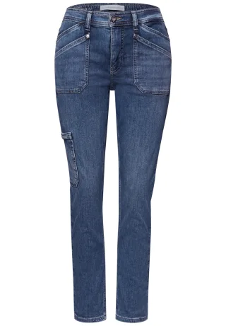 Street One - Cargo Jeans Medium Blue Wash - Gr. - 28