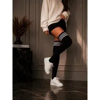 Lycille Overknees Modern College Overknees 37/41 –Premium Baumwolle Triple-Stripe Design