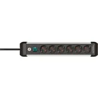 Brennenstuhl Premium-Alu-Line Steckdosenleiste 6-fach (Ein- / Ausschalter, Kabellänge 3 m), mit Schalter