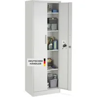 tectake Aktenschrank Dokumentenschrank aus Stahl abschließbar, 60 x 40 x 180,5 cm (Komplettset, 1-St., inkl. 2 Schlüssel) 4 verstellbare Zwischenböden, mit Magnetverschluss, Kippschutz