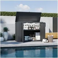 Weide Gartenbox Aufbewahrungsbox 1340 L Anthrazit aus verzinktem Stahl wetterfest